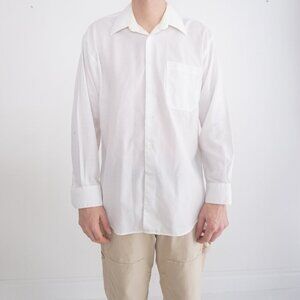 Vtg Givenchy White Cross Pattern Cotton Blend Button Down Dress Shirt 15.5 32/33